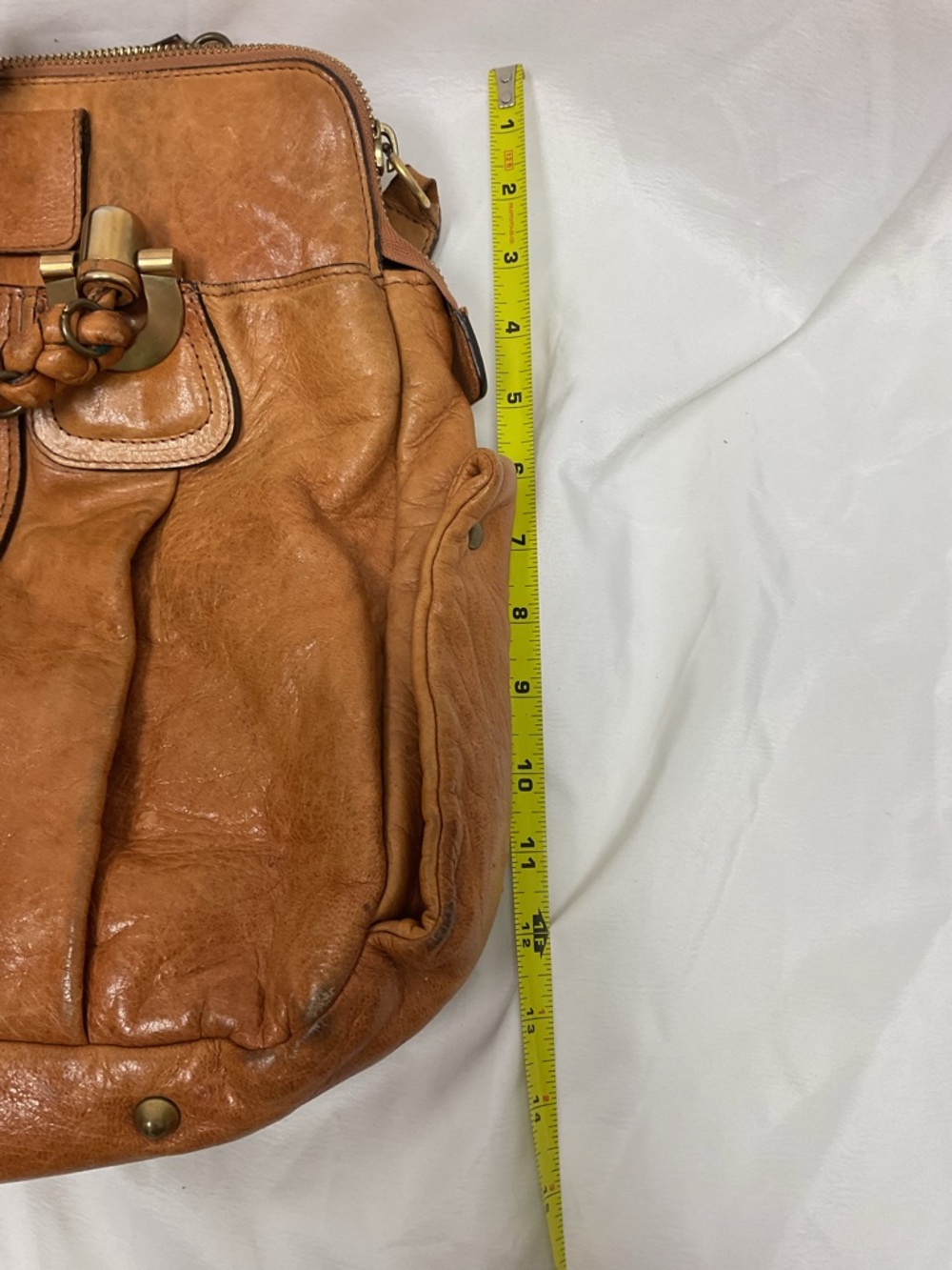 Chloé Paddington Style Tan Leather Satchel Braided Handles Gold Hardware - Picture 7 of 16
